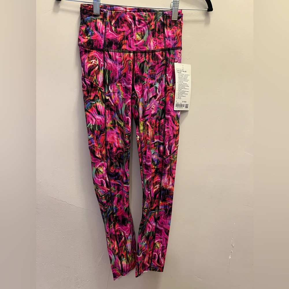 Lululemon Fast and Free Crop 23 inch - Hyper Flow Pink Multi Color